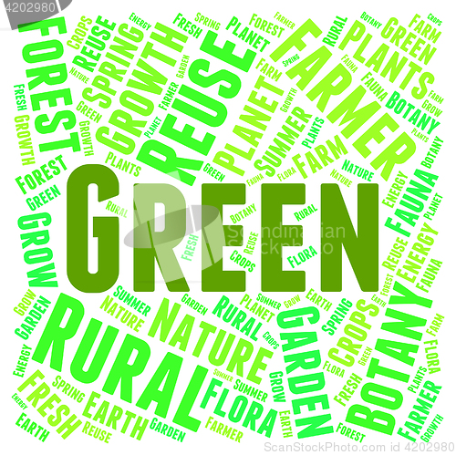 Image of Green Word Means Earth Friendly And Conservation