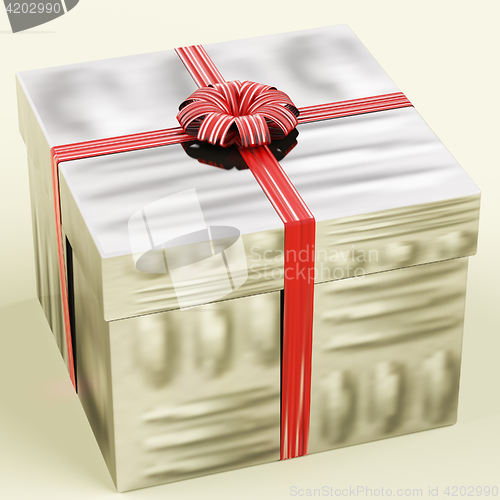 Image of Silver Gift Box As Birthday Present For Woman