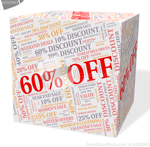 Image of Sixty Percent Off Indicates Word Text And Retail