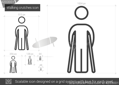 Image of Walking crutches line icon.