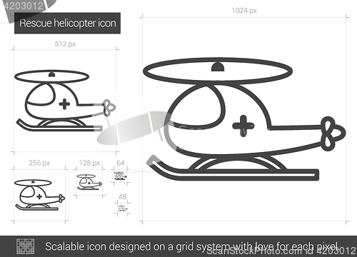 Image of Rescue helicopter line icon.