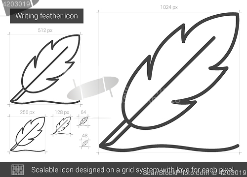 Image of Writing feather line icon.