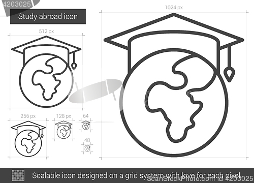 Image of Study abroad line icon.