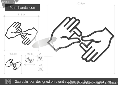 Image of Palm hands line icon.