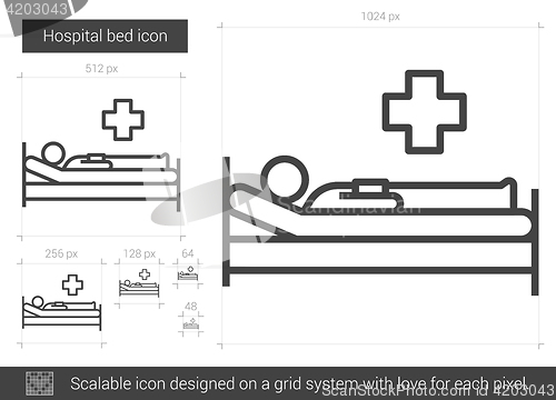 Image of Hospital bed line icon.