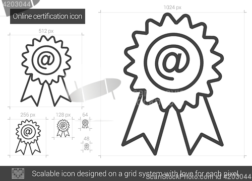 Image of Online certification line icon.