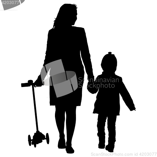 Image of Silhouette of happy family on a white background. illustration.