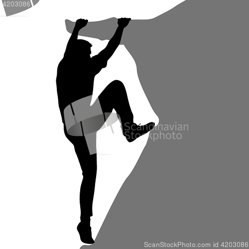 Image of Black silhouette rock climber on white background. illustration