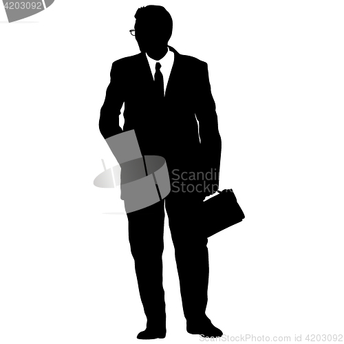 Image of Silhouette businessman man in suit with tie on a white background. illustration