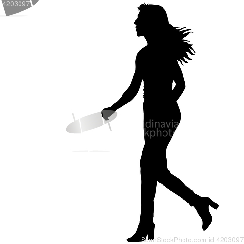 Image of Black silhouettes of beautiful woman on white background. illustration