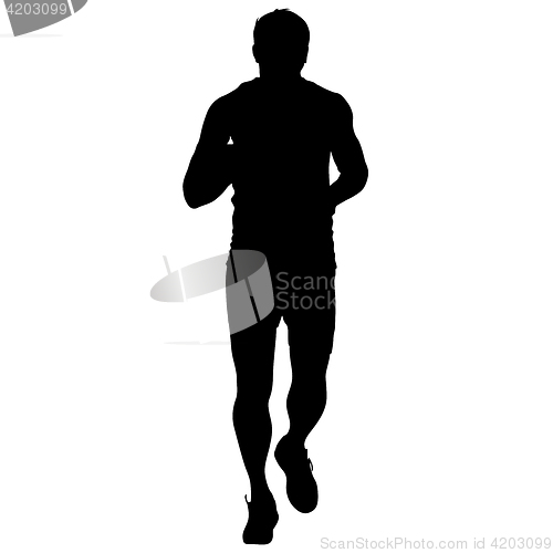 Image of Silhouettes. Runners on sprint, men. illustration