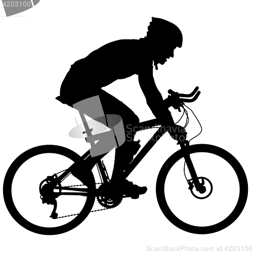 Image of Silhouette of a cyclist male. illustration