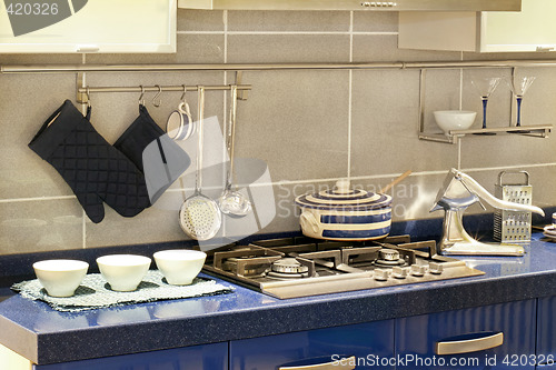 Image of Blue kitchen detail
