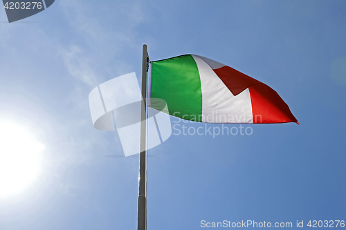 Image of National flag of Italy on a flagpole