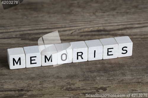 Image of Memories, written in cubes