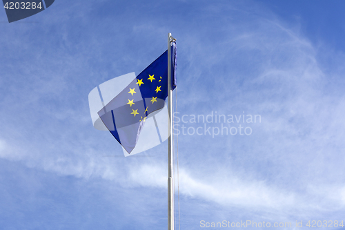 Image of Flag of European Union on a flagpole