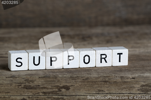 Image of Support, written in cubes