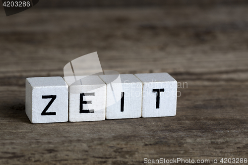 Image of Time, German word, written in cubes