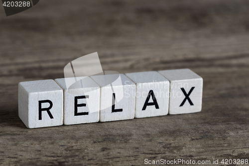 Image of Relax, written in cubes