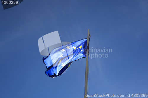 Image of Flag of European Union on a flagpole