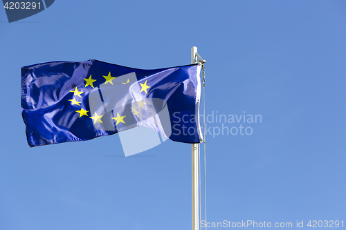 Image of Flag of European Union on a flagpole