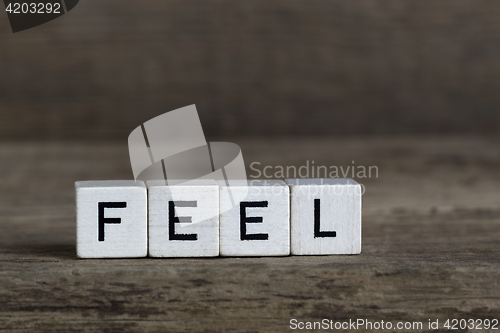 Image of Feel, written in cubes