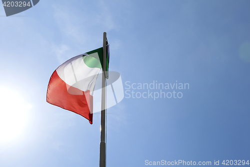 Image of National flag of Italy on a flagpole