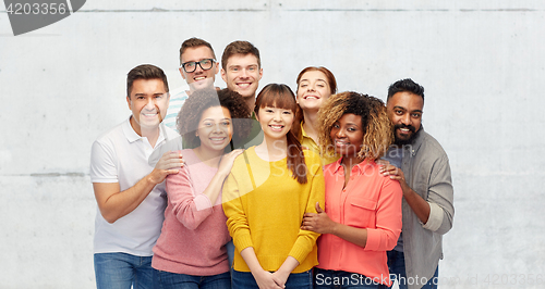 Image of international group of happy smiling people