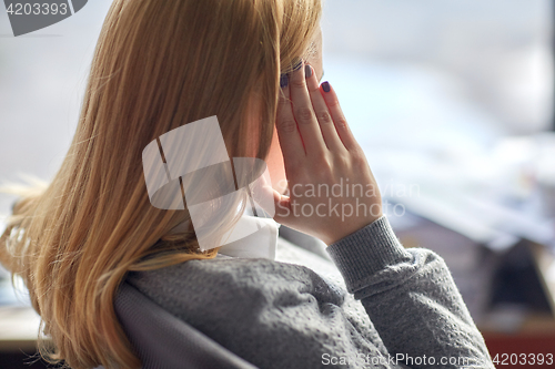 Image of close up of woman having headache