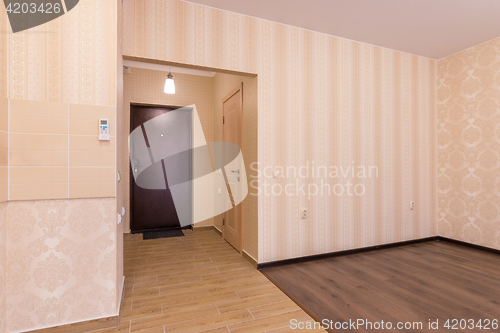 Image of Interior one-bedroom apartments, the view from the room to the front door