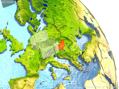 Image of Hungary on Earth in red