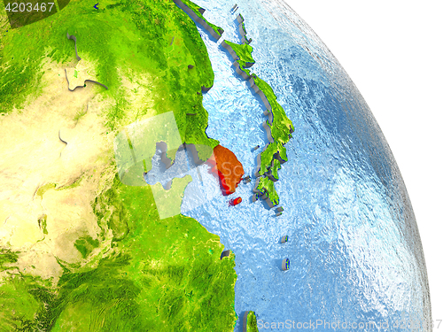 Image of South Korea on Earth in red