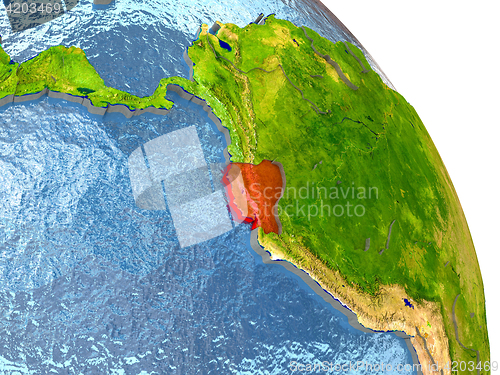 Image of Ecuador on Earth in red