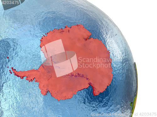 Image of Antarctica on Earth in red