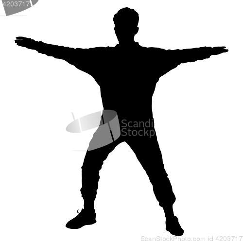 Image of Black silhouettes Dancing on white background. illustration