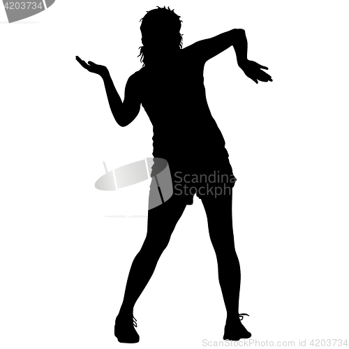 Image of Black silhouettes of beautiful woman on white background. illustration