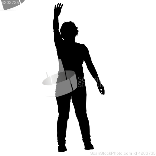 Image of Black silhouettes of beautiful woman on white background. illustration