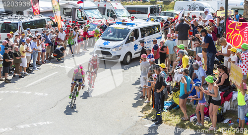 Image of Two Cyclists on Col du Glandon - Tour de France 2015