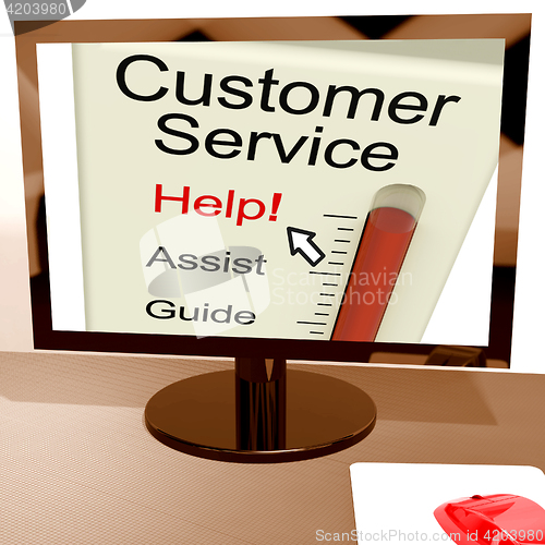 Image of Customer Service Help Meter Shows Assistance And Support Online