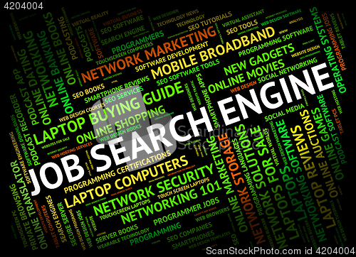 Image of Job Search Engine Indicates Gathering Data And Analysis