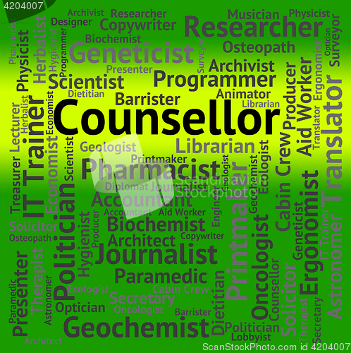 Image of Counsellor Job Means Consultant Words And Confidante