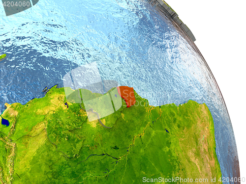 Image of French Guiana on Earth in red