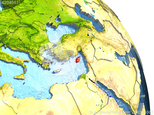 Image of Cyprus on Earth in red