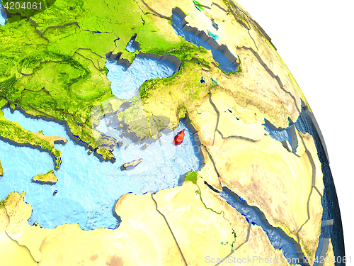 Image of Cyprus on Earth in red