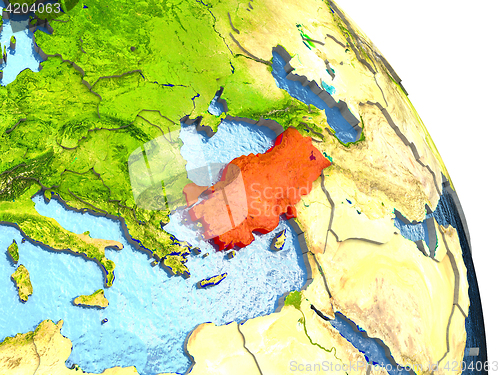 Image of Turkey on Earth in red