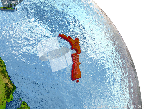 Image of New Zealand on Earth in red