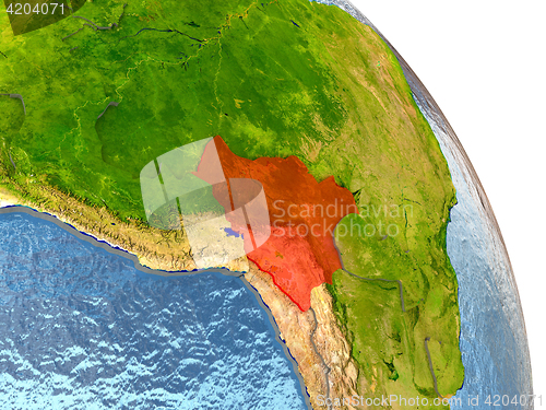 Image of Bolivia on Earth in red