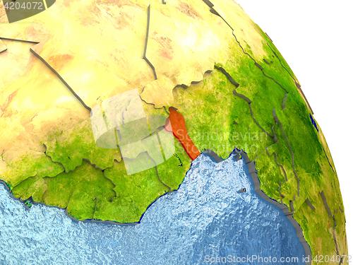 Image of Benin on Earth in red