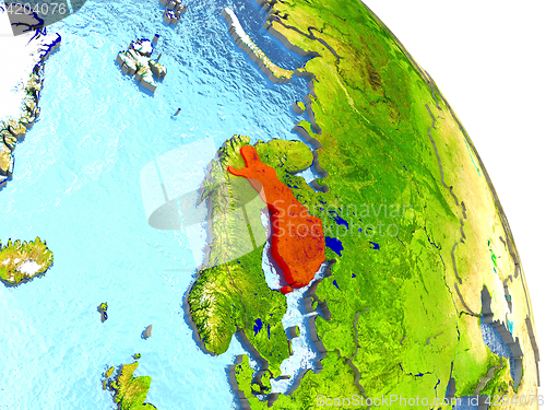 Image of Finland on Earth in red