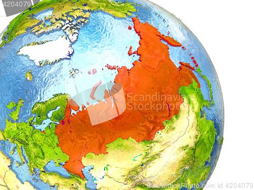 Image of Russia on Earth in red
